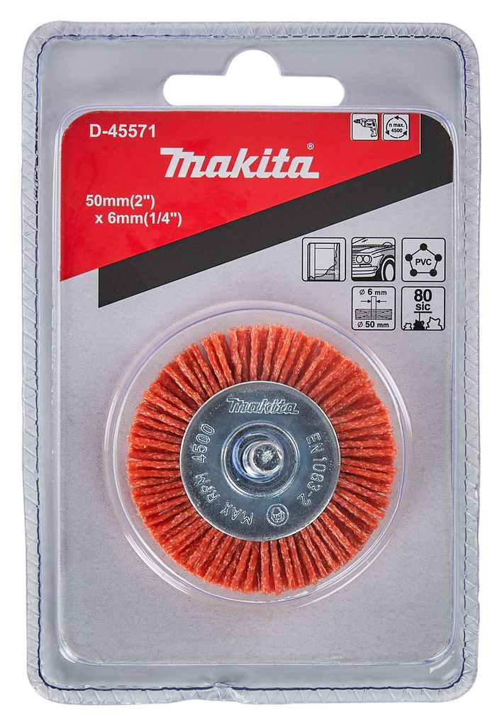Щетка нейлоновая дисковая (d50 мм, красная, G80, 6 мм)
