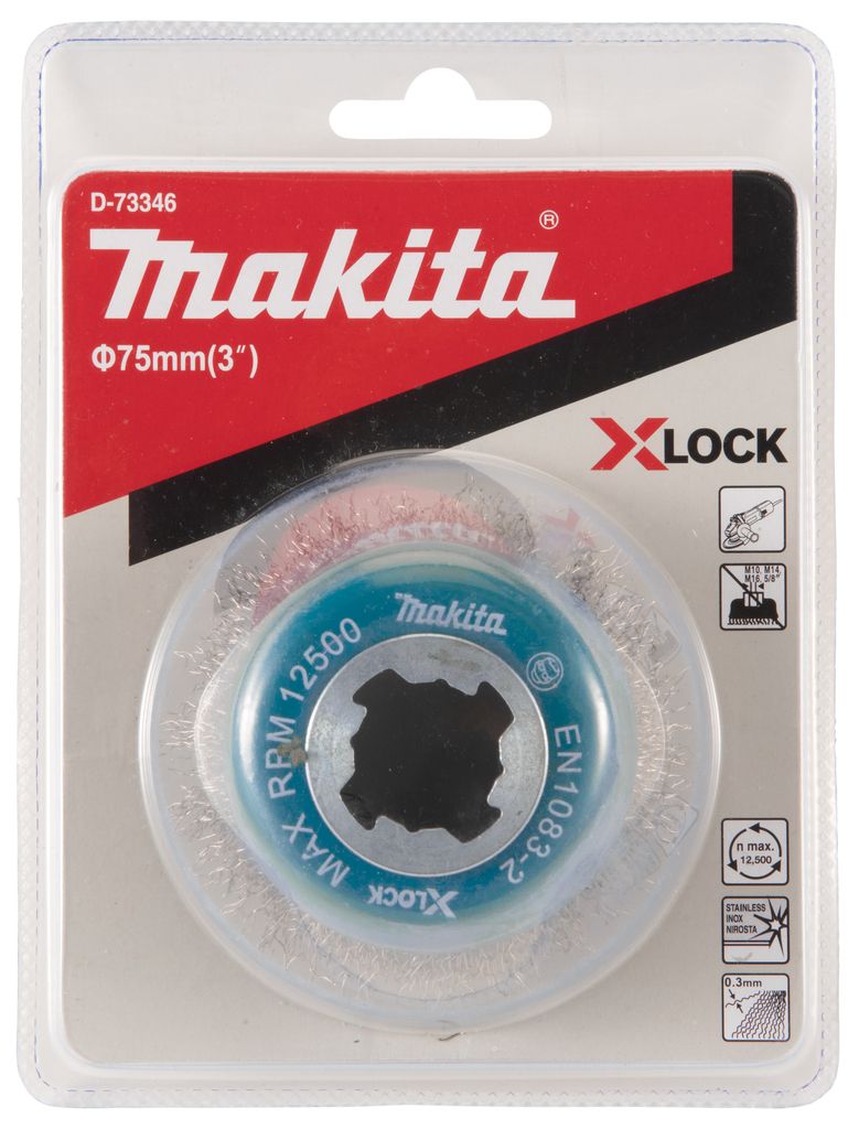 Щетка проволочная чашечная X-lock (d75 мм, толщ. проволоки 0,3 мм, гофрированная, нерж.)
