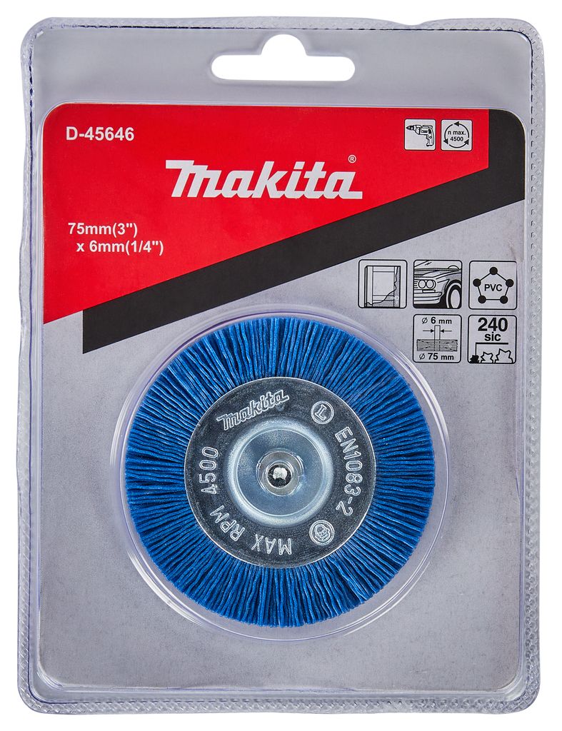 Щетка нейлоновая дисковая (d75 мм, синяя, G240, 6 мм)