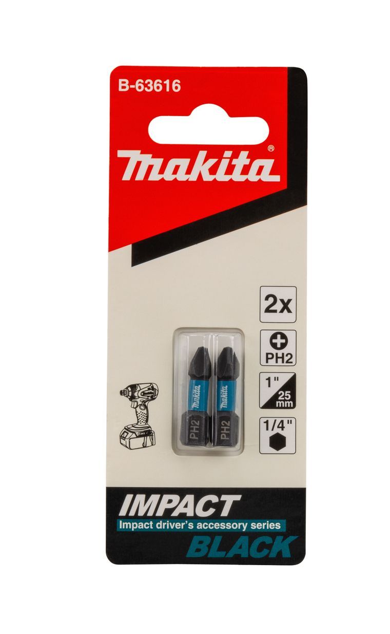 Насадка Impact Black PH2, 25 мм, C-form, 2 шт.