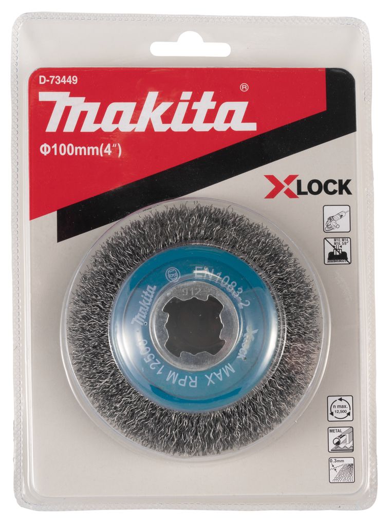 Щетка проволочная конусная X-lock (d100 мм, толщ. проволоки 0,3 мм, гофрированная, металл)