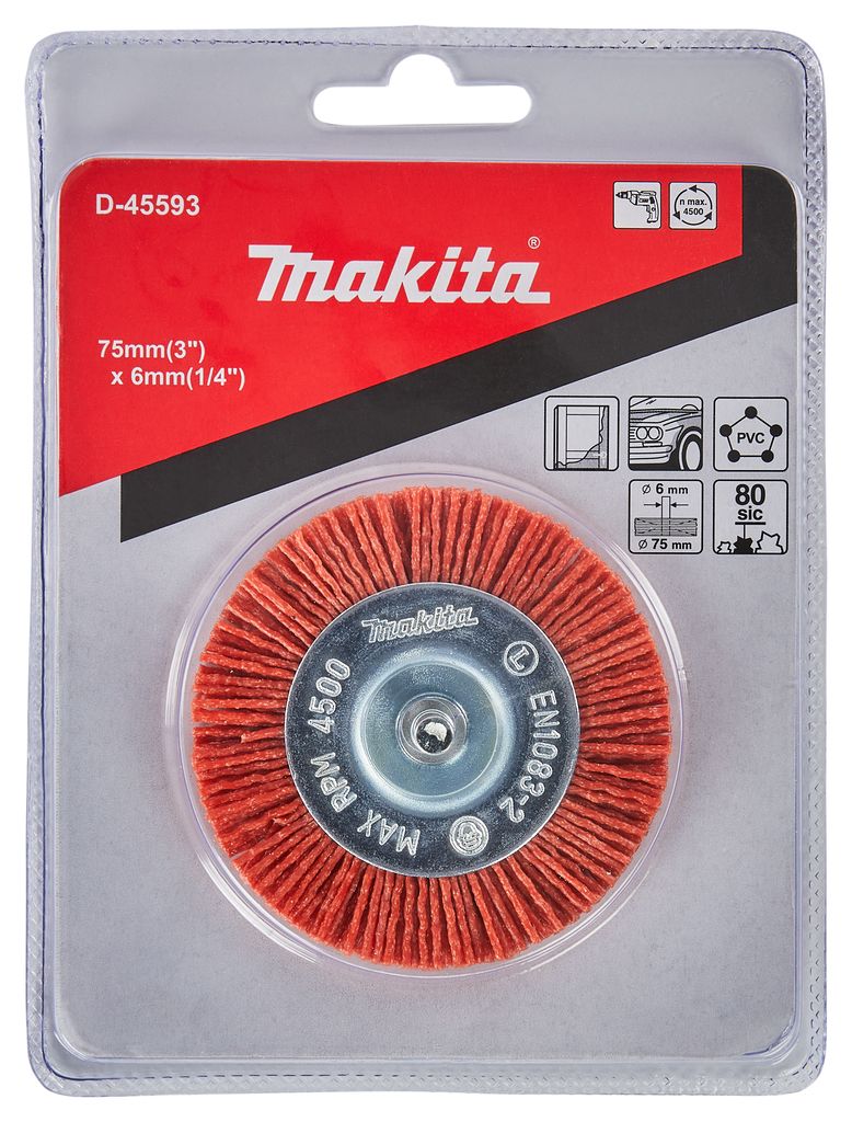 Щетка нейлоновая дисковая (d75 мм, красная, G80, 6 мм)