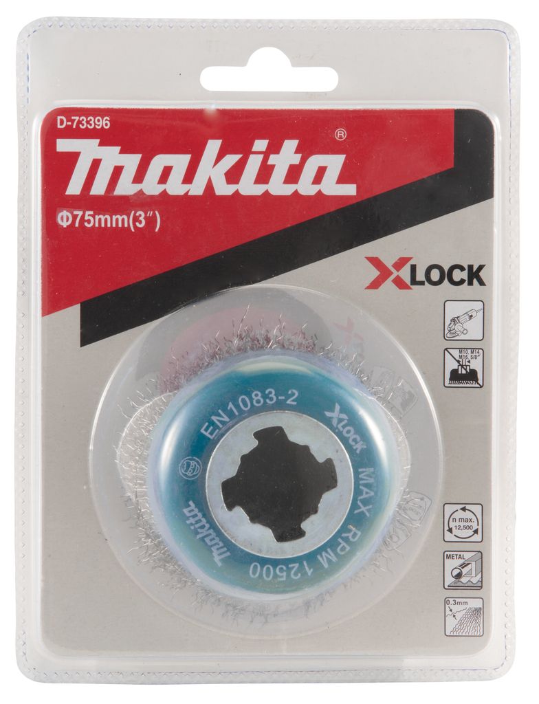 Щетка проволочная чашечная X-lock (d75 мм, толщ. проволоки 0,3 мм, гофрированная, металл)