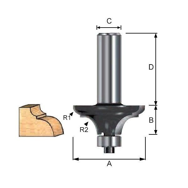 Фреза профильная (d8/D38.1/H15.9/L47.9/R3.18/9.5) MAKITA D-11704