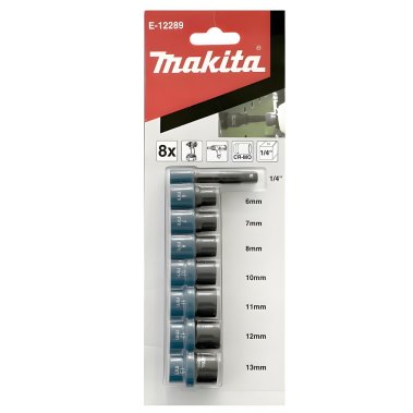 Набор головок ударных 1/4'' (8 шт., 6-13 мм + адаптер) MAKITA E-12289